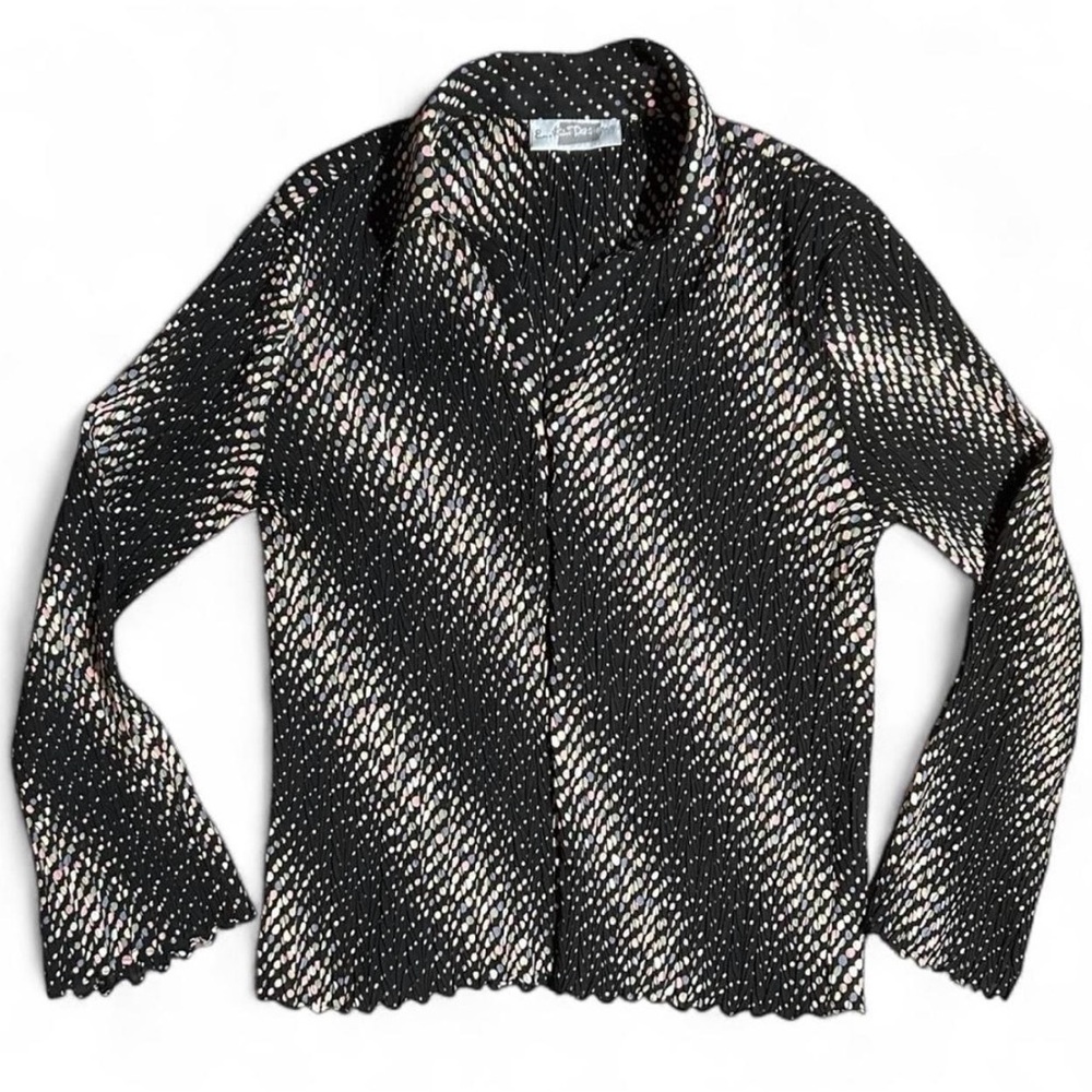 VTG E.K. Designs Psychedelic Pastel Splatter Patterned Button up Retro Blouse